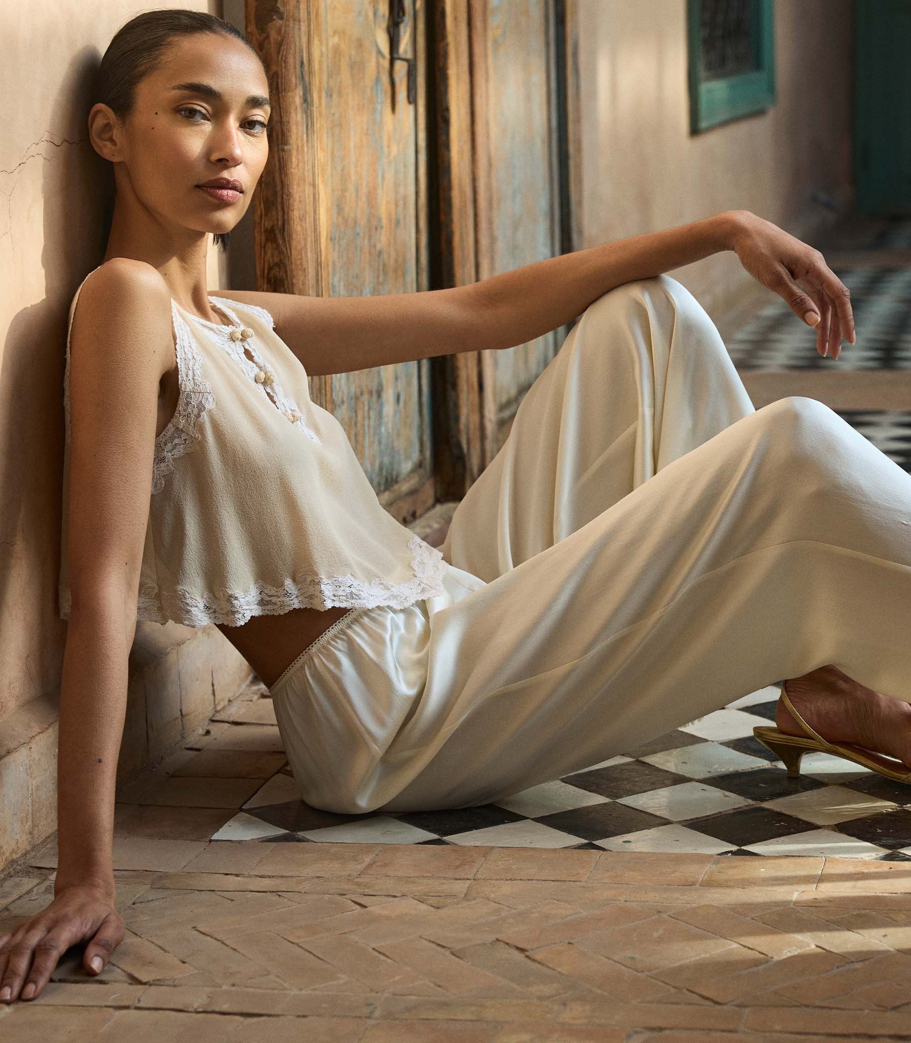 Lavon Fringe Pant - Peach Sorbet | D\u00d4EN | DOEN