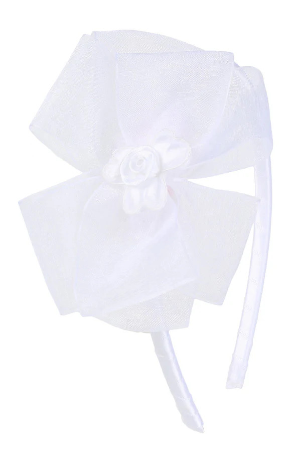 Organza Bow Headband W/ Satin Flower | Kid's Dream
