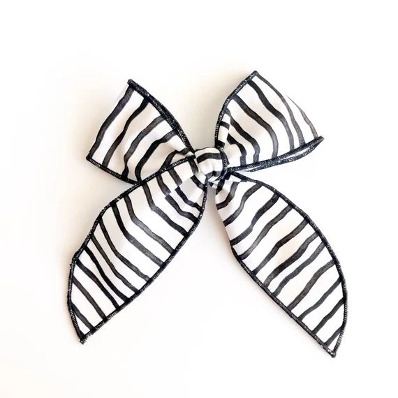 Black and White Striped Halloween Bow | Etsy | Etsy (US)