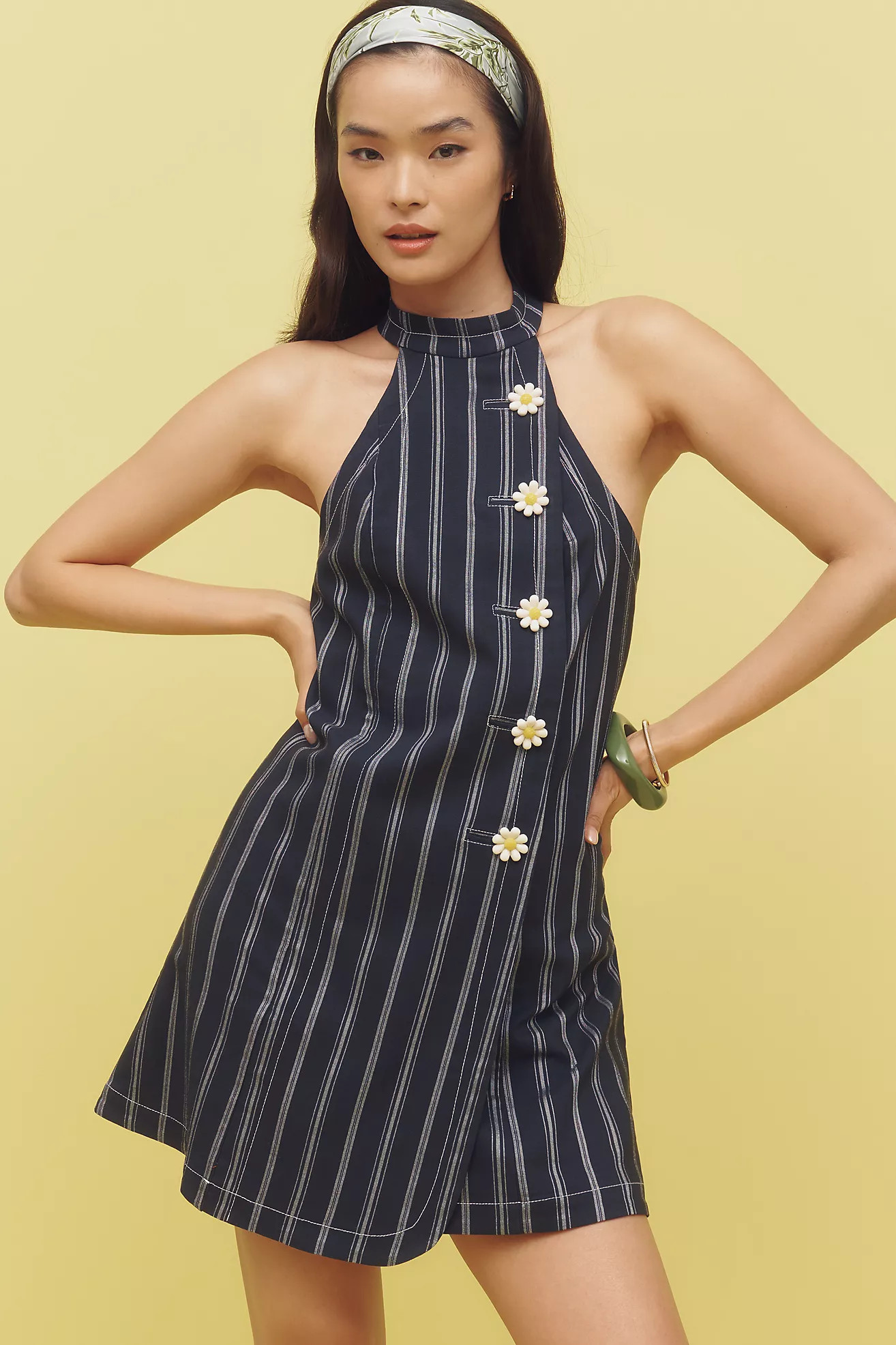 Maeve Halter Button-Front Mini Dress | Anthropologie (US)