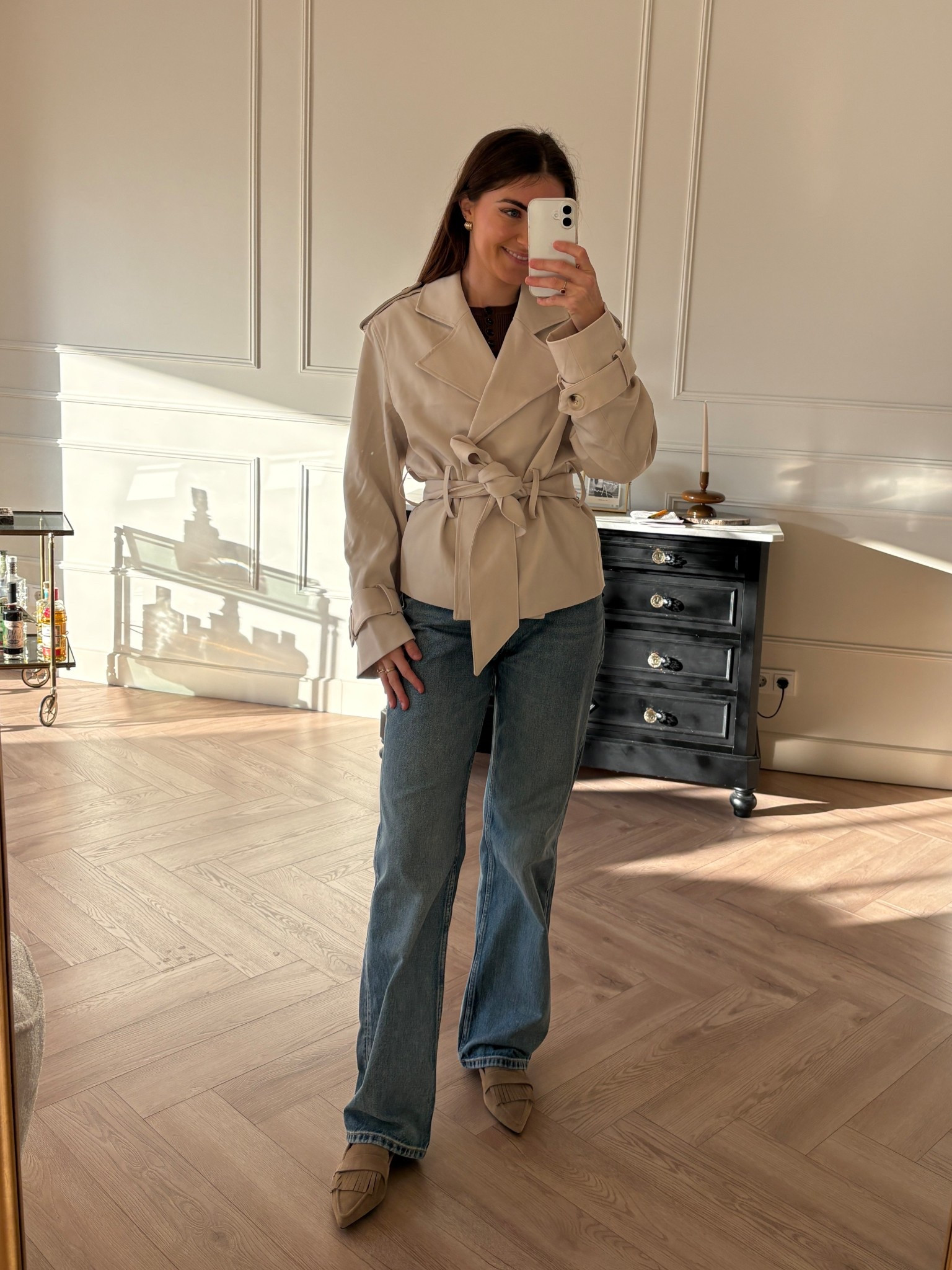 Spring outfit with cropped trench 😎 (exact trench is from nakd) 