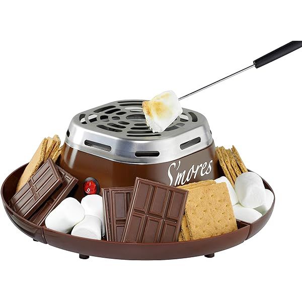 Indoor Electric Stainless Steel S'Mores Maker with 4 Compartment Trays for Graham Crackers, Chocolat | Amazon (US)