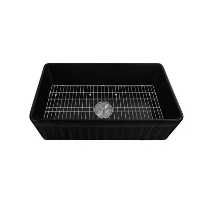 Solstice 33" L x 18" W Fireclay Farmhouse Kitchen Sink with Sink Grid and Basket Strainer | Wayfair North America