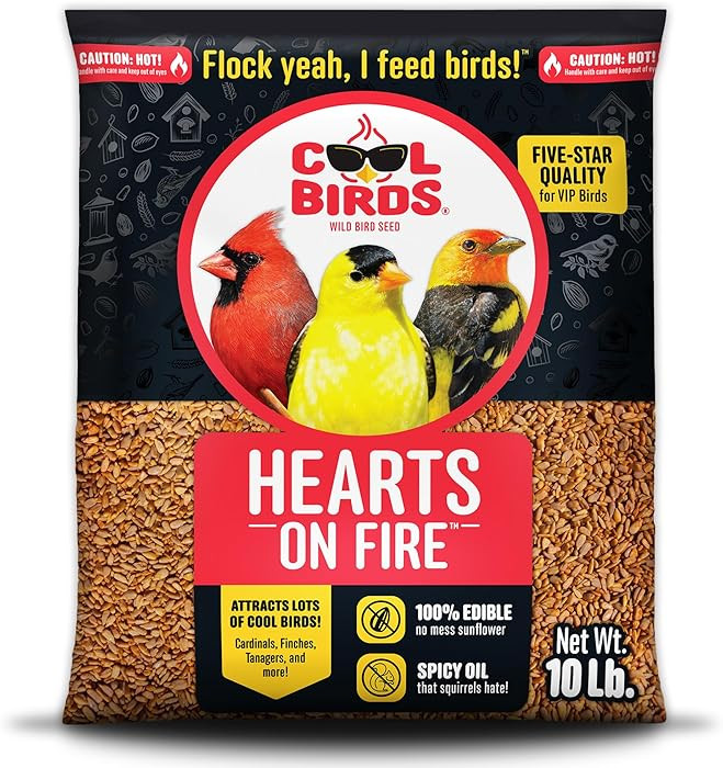 Hearts on Fire Hot Bird Seed – 10 lb. 100% Hulled Sunflower Hearts with Chili Pepper Oil – No... | Amazon (US)