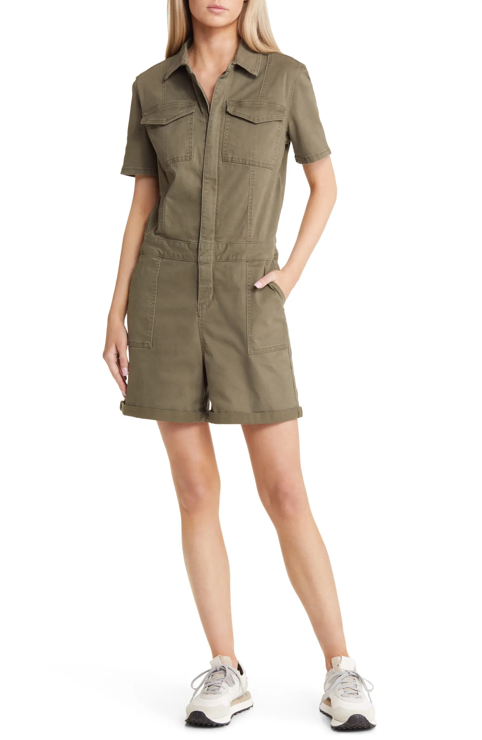 Stretch Cotton Utility Romper | Nordstrom