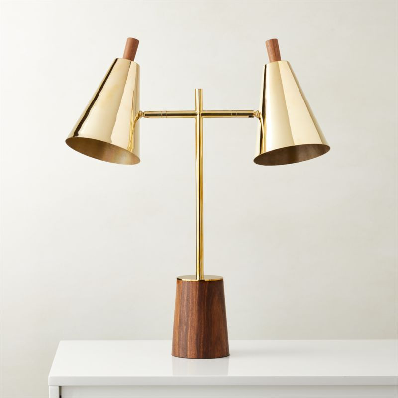 Exposior Modern Brass Cone Table Lamp with Walnut Base | CB2 | CB2