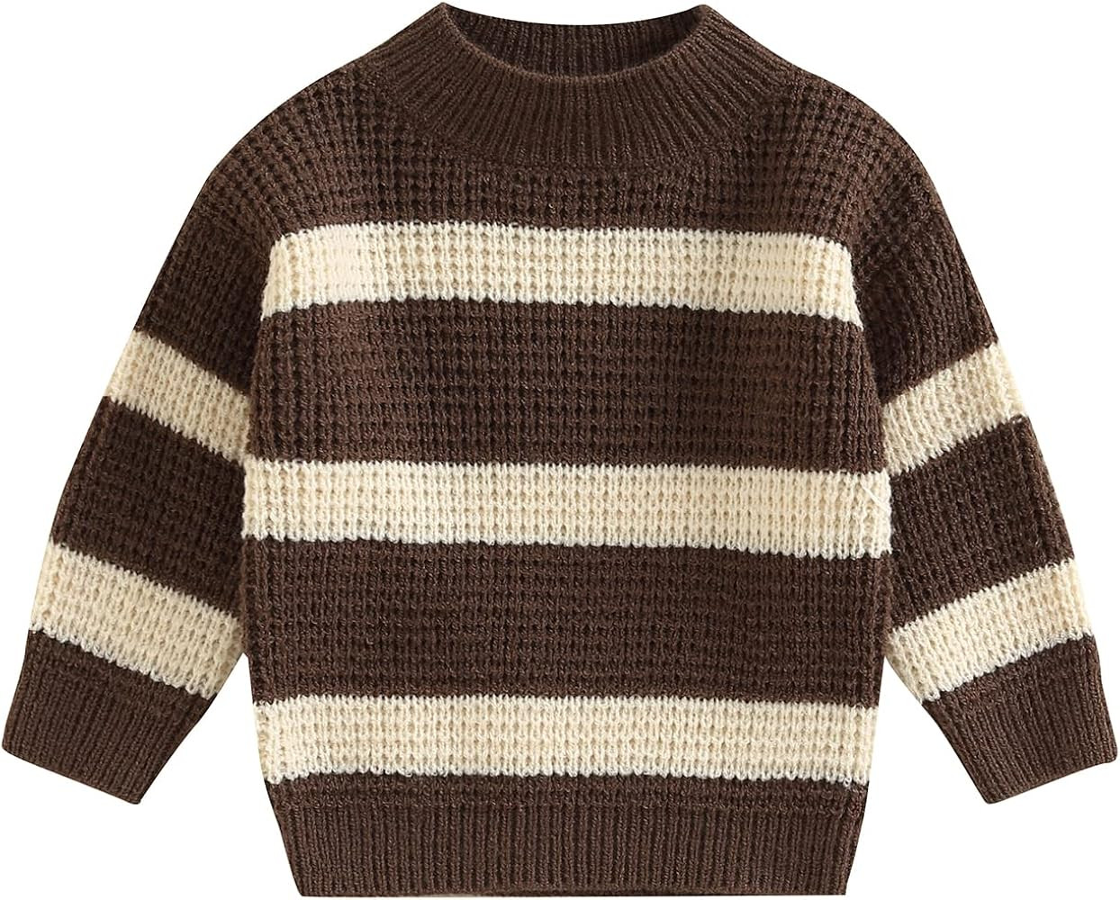 Fall Winter Baby Sweater Infant Toddler Boy Girl Striped Crewneck Sweatshirt Long Sleeve Knitted ... | Amazon (US)