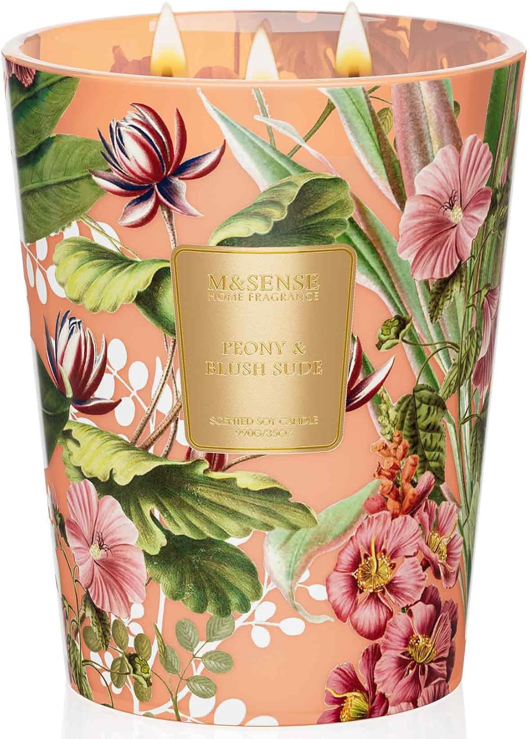 M&SENSE Large Soy Scented Candles Peony & Blush Sude, Non Toxic Natural Spring Candles 35oz 150 H... | Amazon (US)
