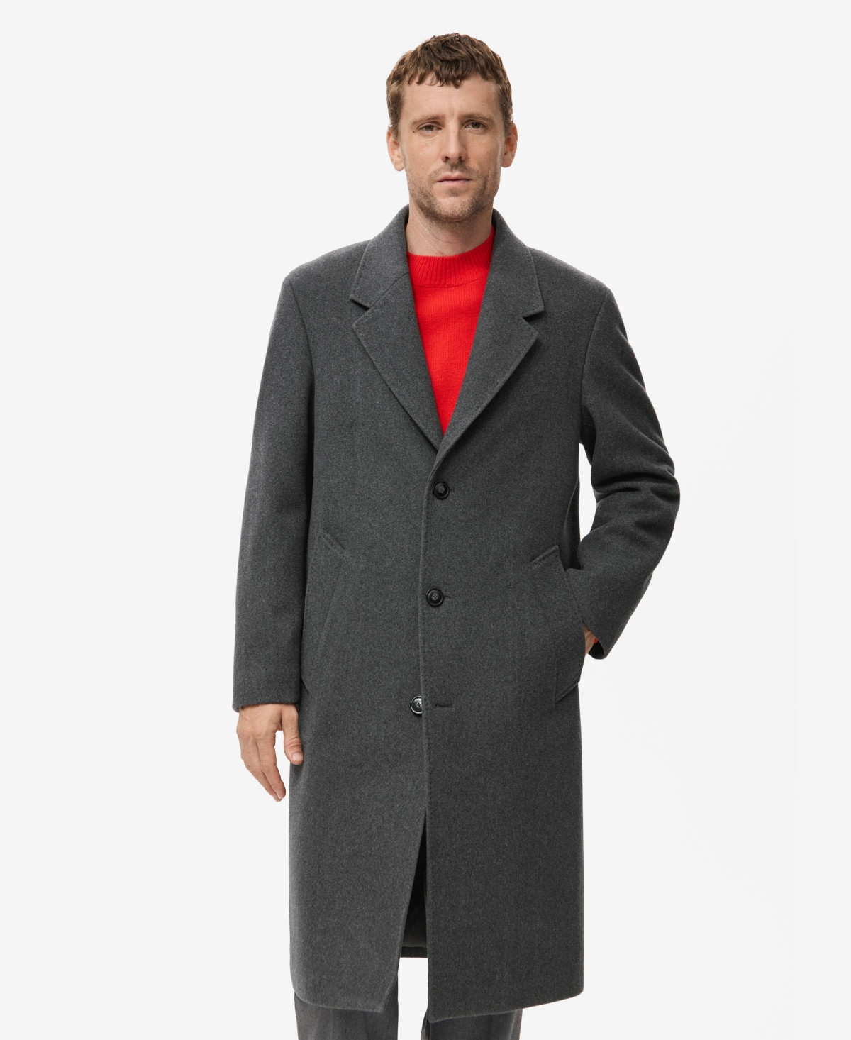 Mango Men's Long Wool Coat - Gray | Macy's