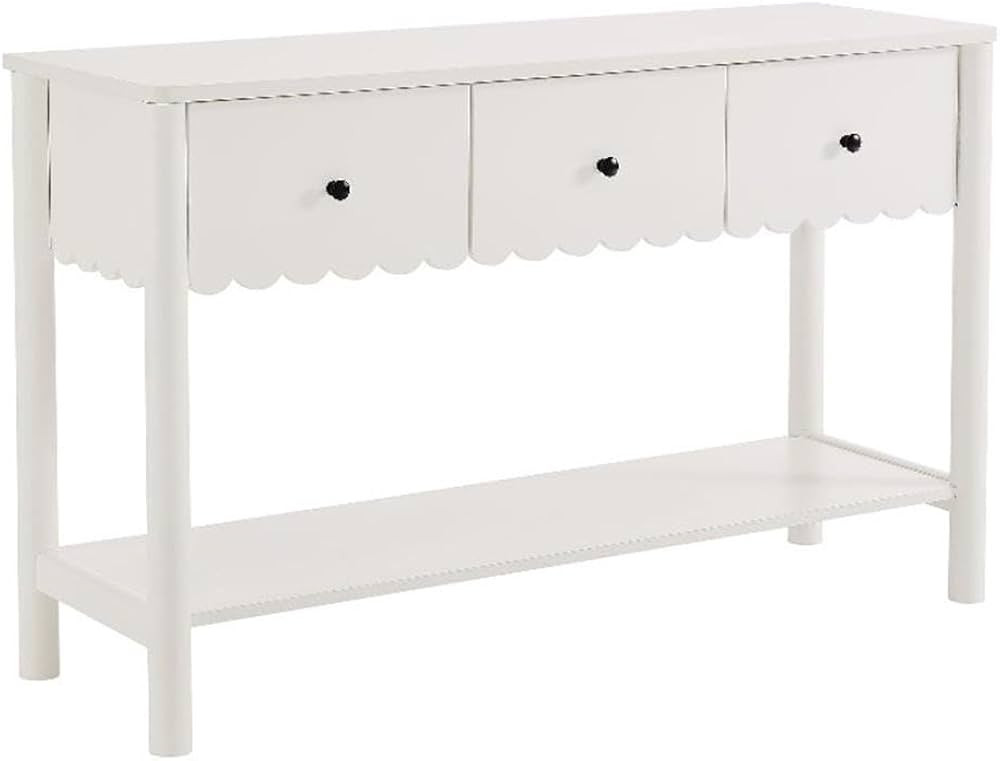 Modway Emmeline 3-Drawer Scalloped Console Table in White | Amazon (US)