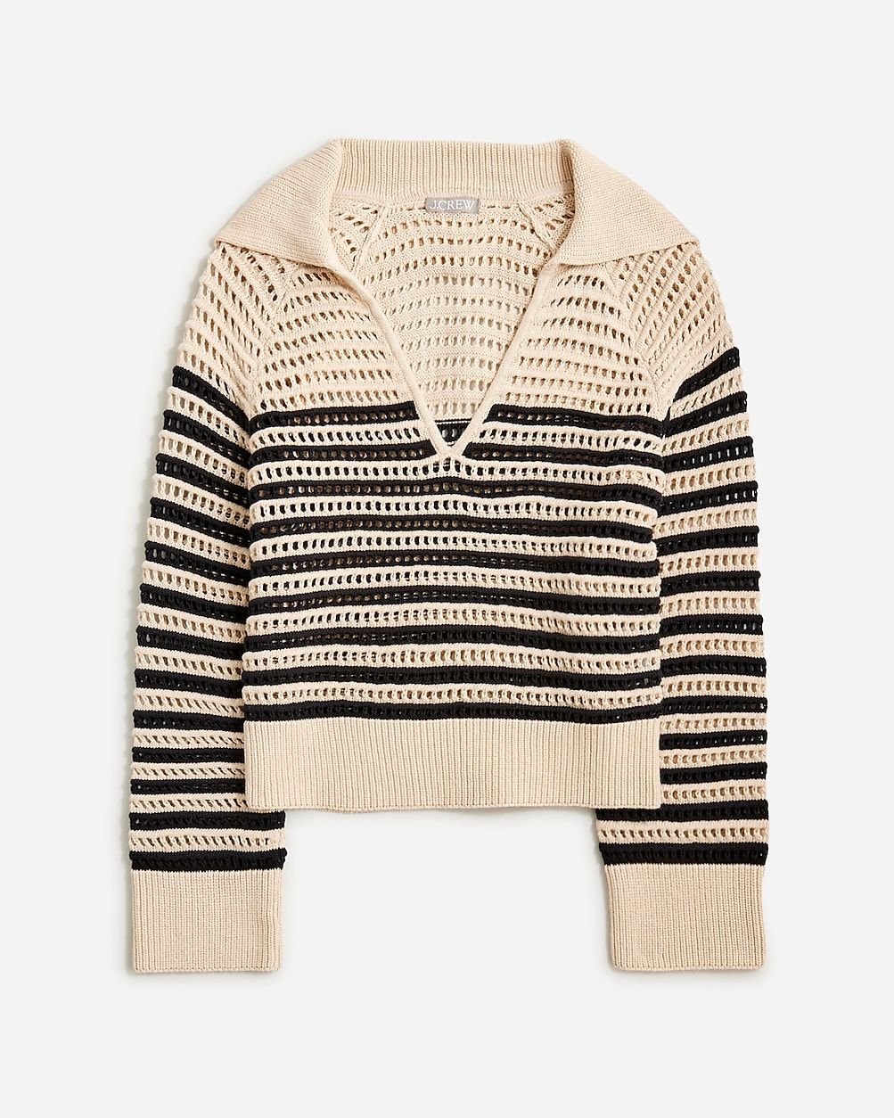 Crochet sailor-collar sweater in stripe | J. Crew US