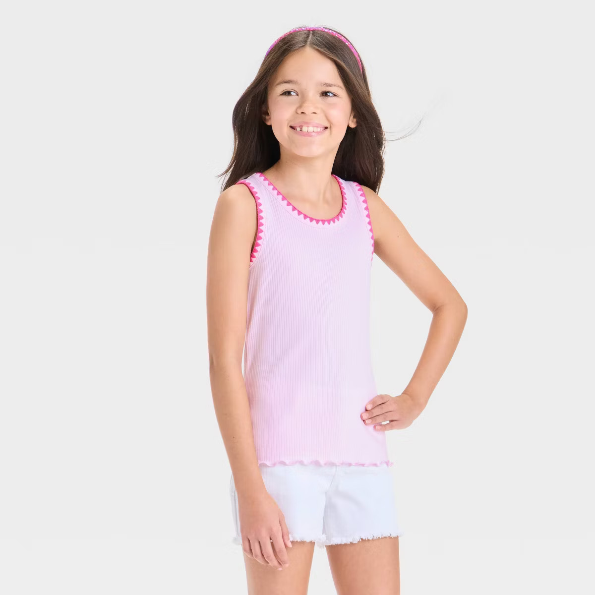 Girls' Ribbed Stitched Neck Tank Top - Cat & Jack™ | Target