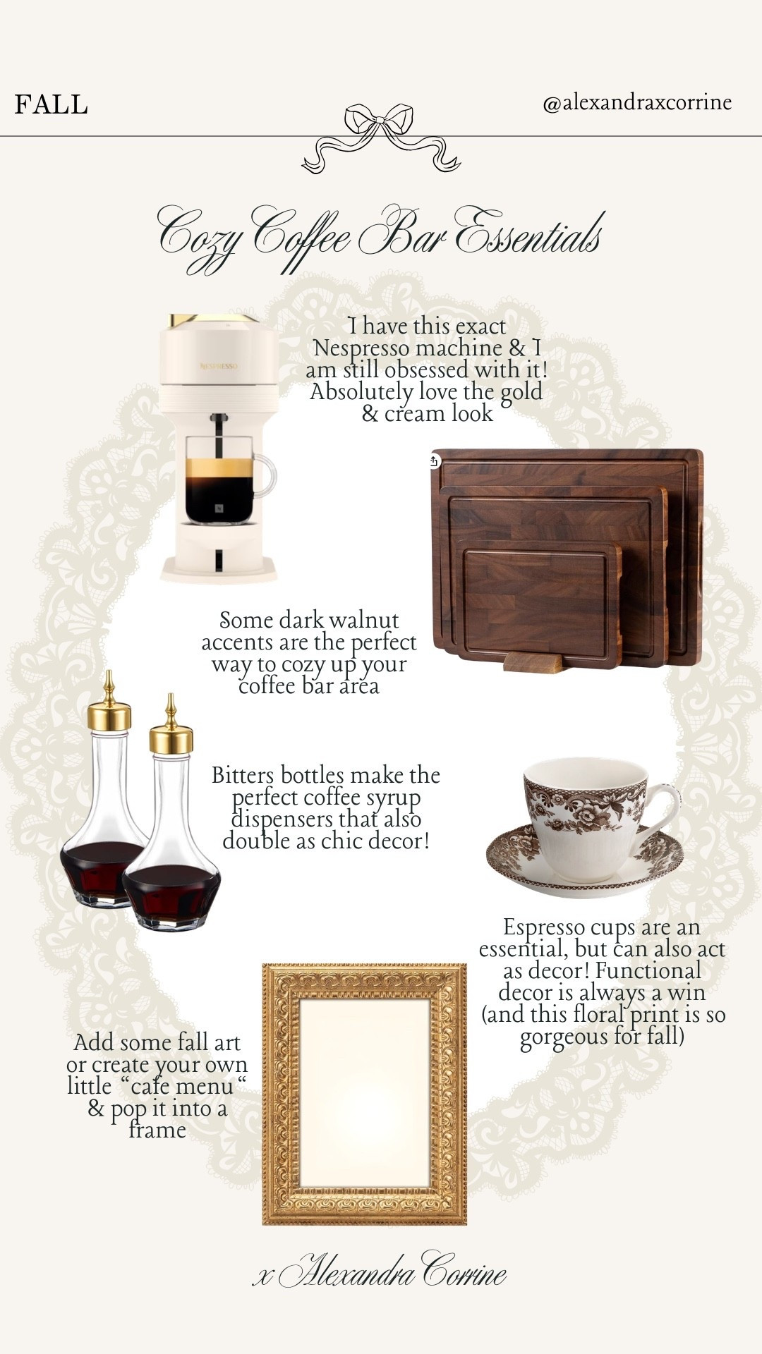 Cozy fall coffee bar essentials ☕️🤎🍂

Coffee bar, at home coffee bar, kitchen essentials, nespresso, coffee bar essentials, fall home decor, kitchen decor, cozy fall aesthetic, Ralph Lauren fall, autumn

#LTKSeasonal #LTKHome