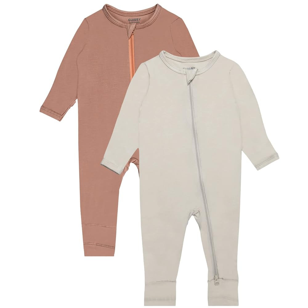 GUISBY Baby Footless Rompers, Rayon Pajamas 2 Way Zipper with Long Sleeve Sleeper | Amazon (US)