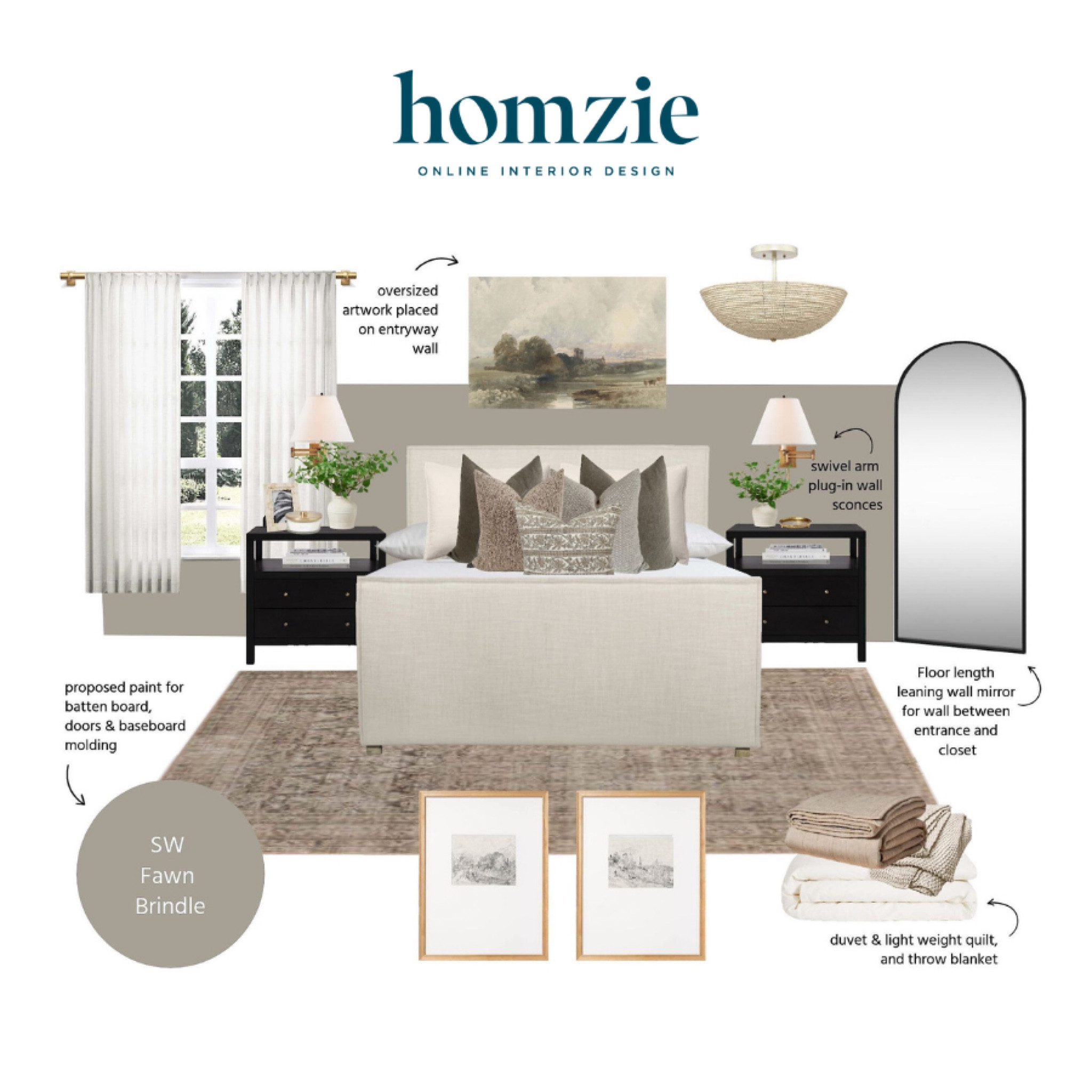 Bedroom design, bedroom decor, upholstered bed, nightstands, neutral rug, arched mirror 

#LTKFindsUnder100 #LTKHome #LTKFindsUnder50