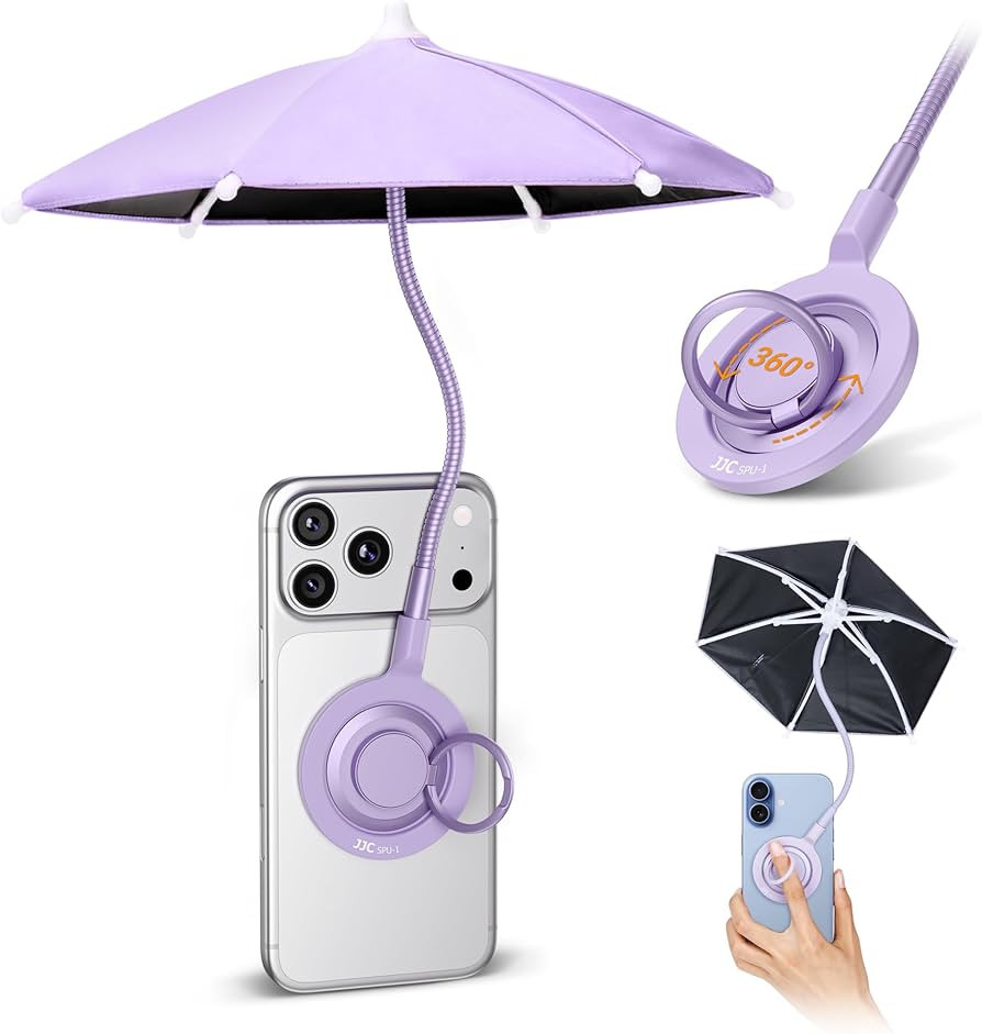 UPF 45+ Magnetic Phone Umbrella with Black Anti-UV Coating,Mini Tanning Phone Sun Shade Shield fo... | Amazon (US)
