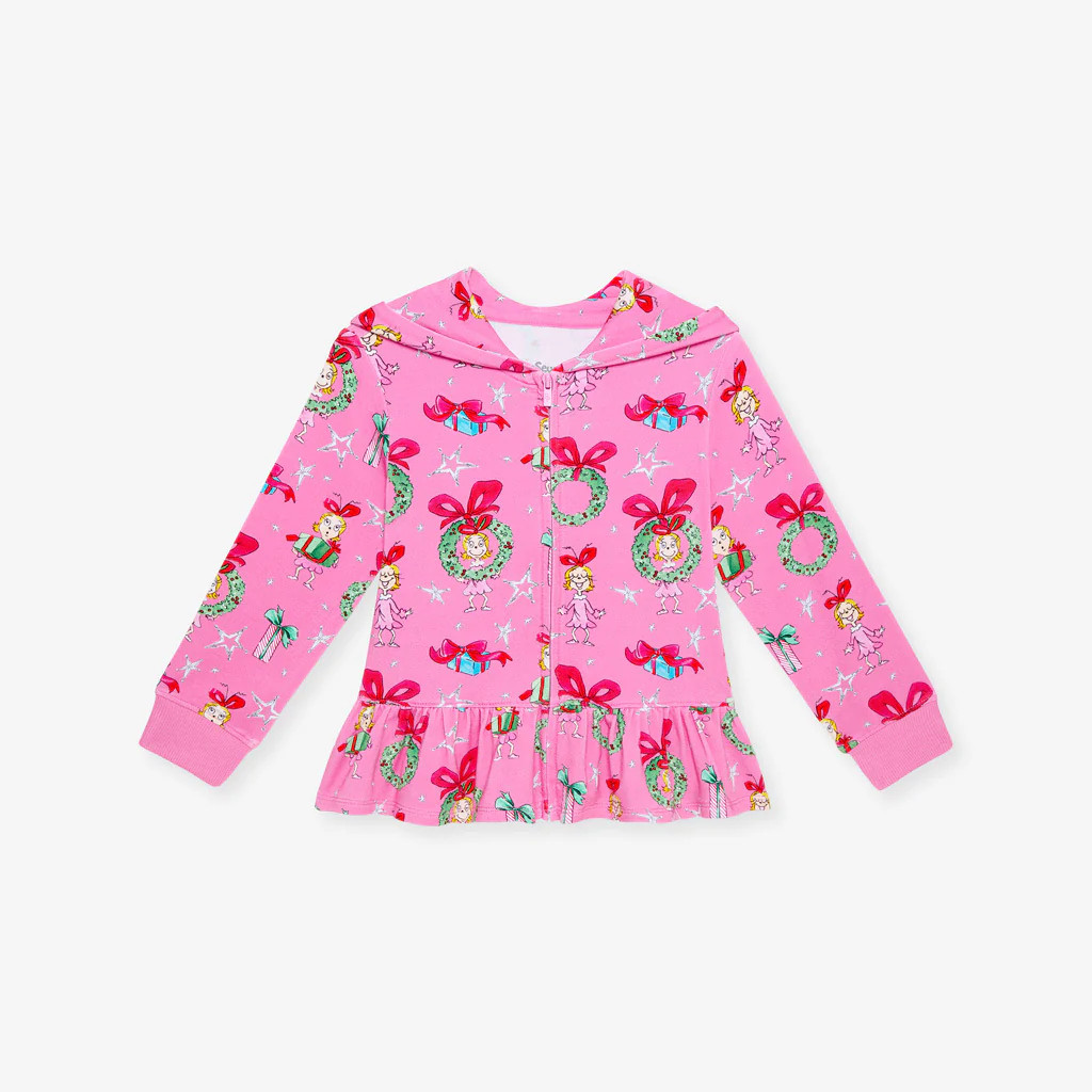 Pink Toddler Ruffled Hooded Jacket | Dr. Seuss Cindy Lou Who | Posh Peanut