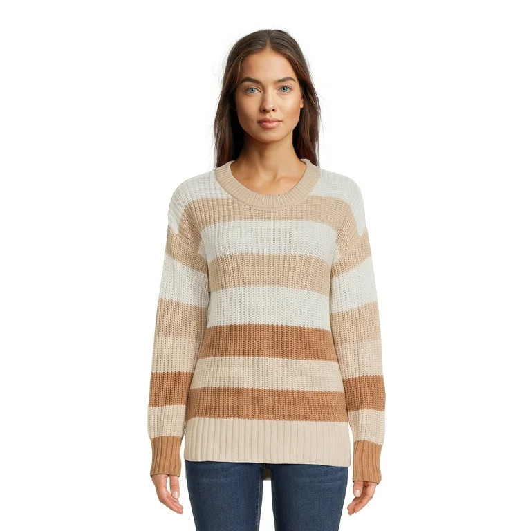 Time and Tru Women's Striped Pullover Sweater, Midweight, Sizes XS-XXXL | Walmart (US)
