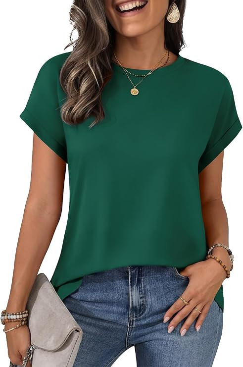 Askyes Womens Oversized Short Sleeve Summer Tops Crew neck Casual Loose Basic Tee Shirt 2026 Tren... | Amazon (US)