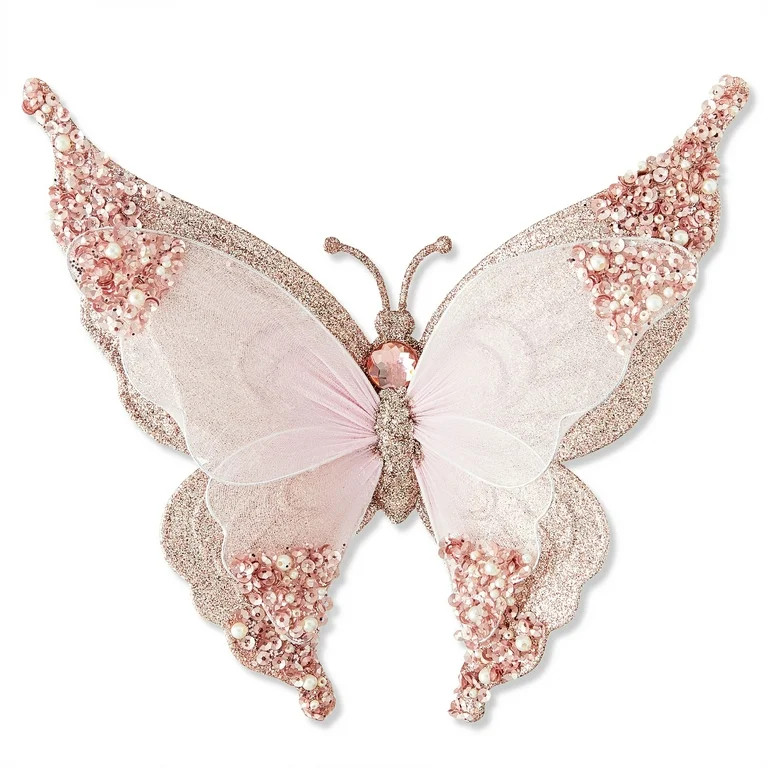 Glitter Butterfly Decorative Christmas Clip, Pink, 8.1", by Holiday Time - Walmart.com | Walmart (US)
