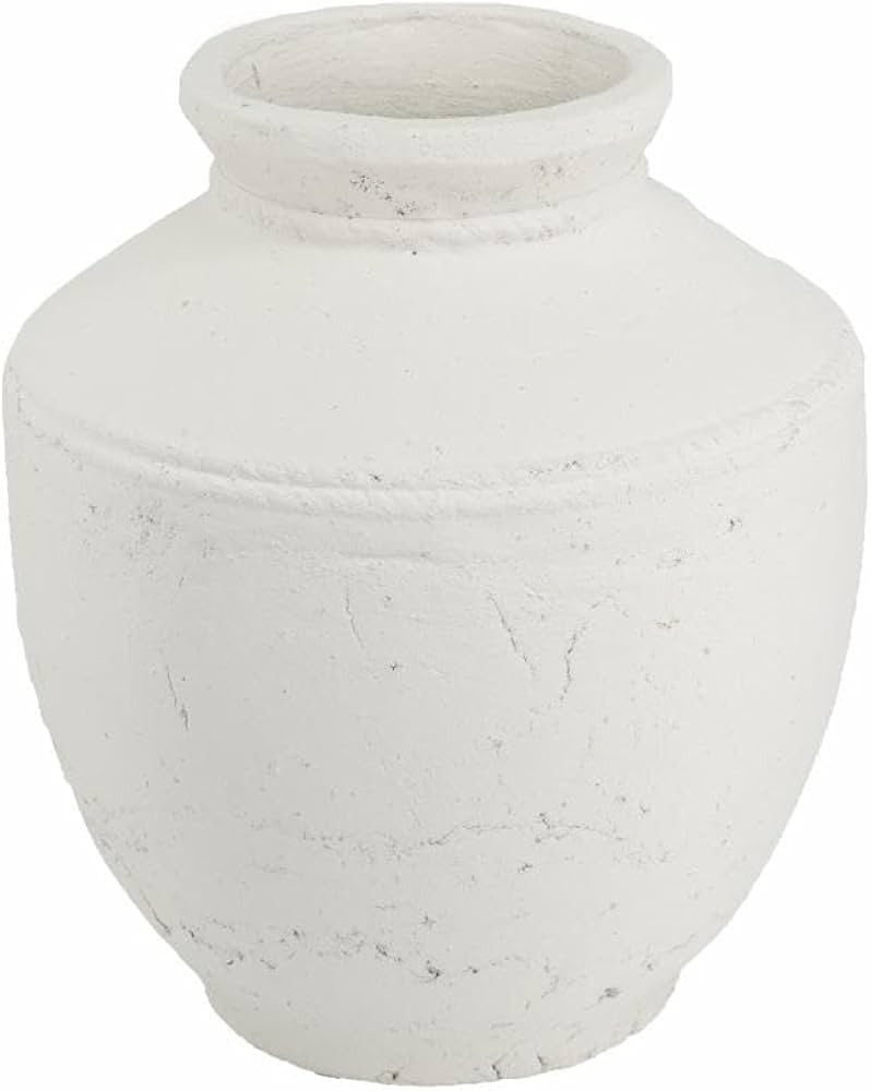 A&B Home White Terracotta Vase - Rustic Decorative Vase, Home and Office Decoration, Living Room ... | Amazon (US)