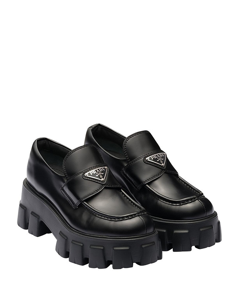 Prada Women's Brushed Leather Monolith Loafers | Bloomingdale's (US)