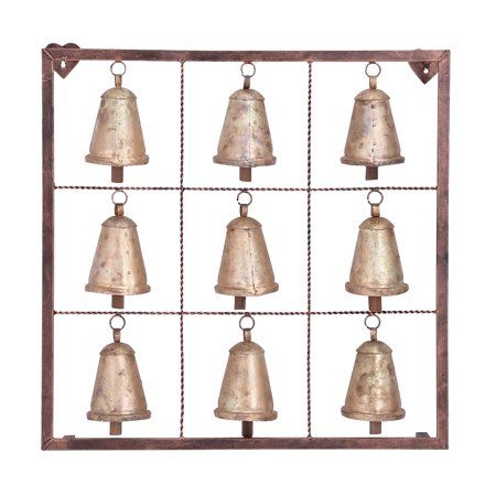 Metal Bell Square Wall Plaque With 9 Bells And Rustic Look | Walmart (US)