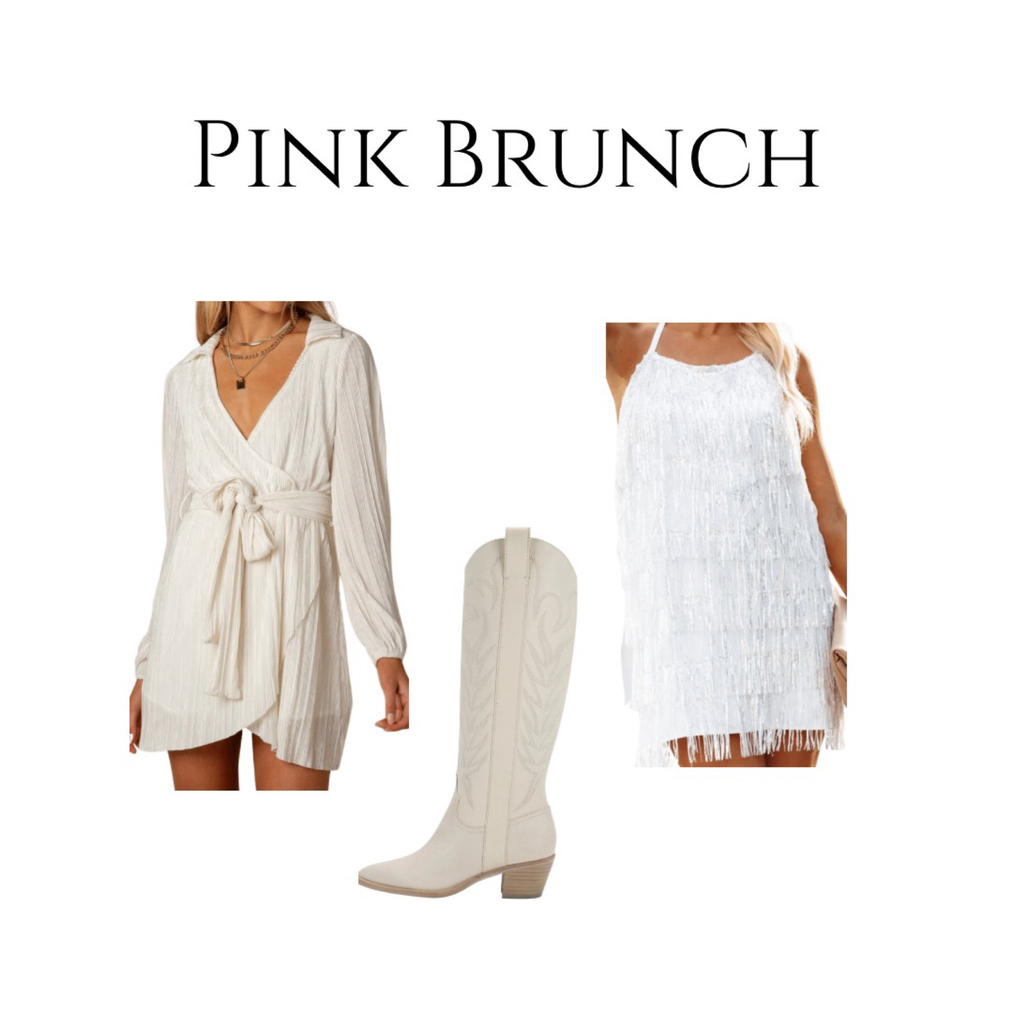 Nashville bachelorette 
Disco cowgirl 
Brunch outfit 
Bride outfit 
White cowgirl boots 
White fringe dress 

#LTKwedding #LTKFestival #LTKFind