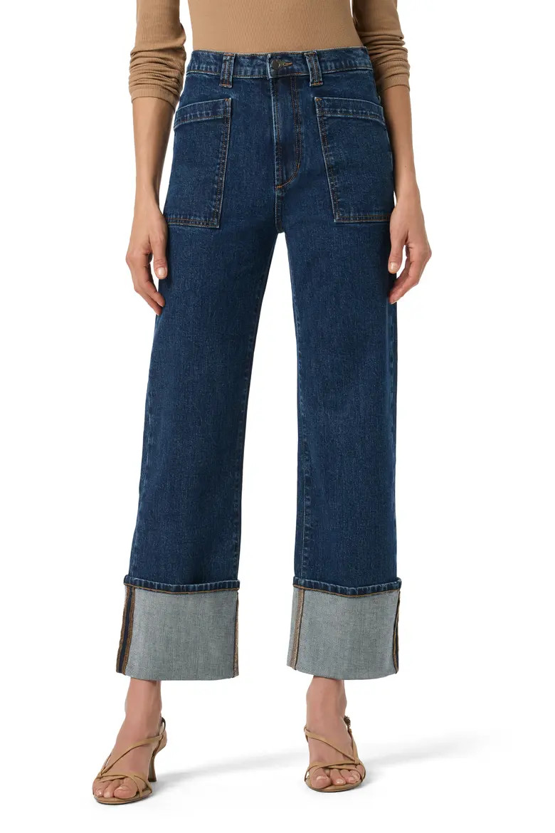 Cuffed Patch Pocket High Waist Straight Leg Jeans (Women) | Nordstromrack | Nordstrom Rack