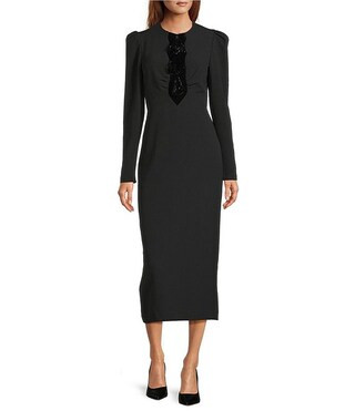 Antonio Melani Alicia Tassel Crew Neckline Long Sleeve Midi Dress | Dillard's | Dillard's