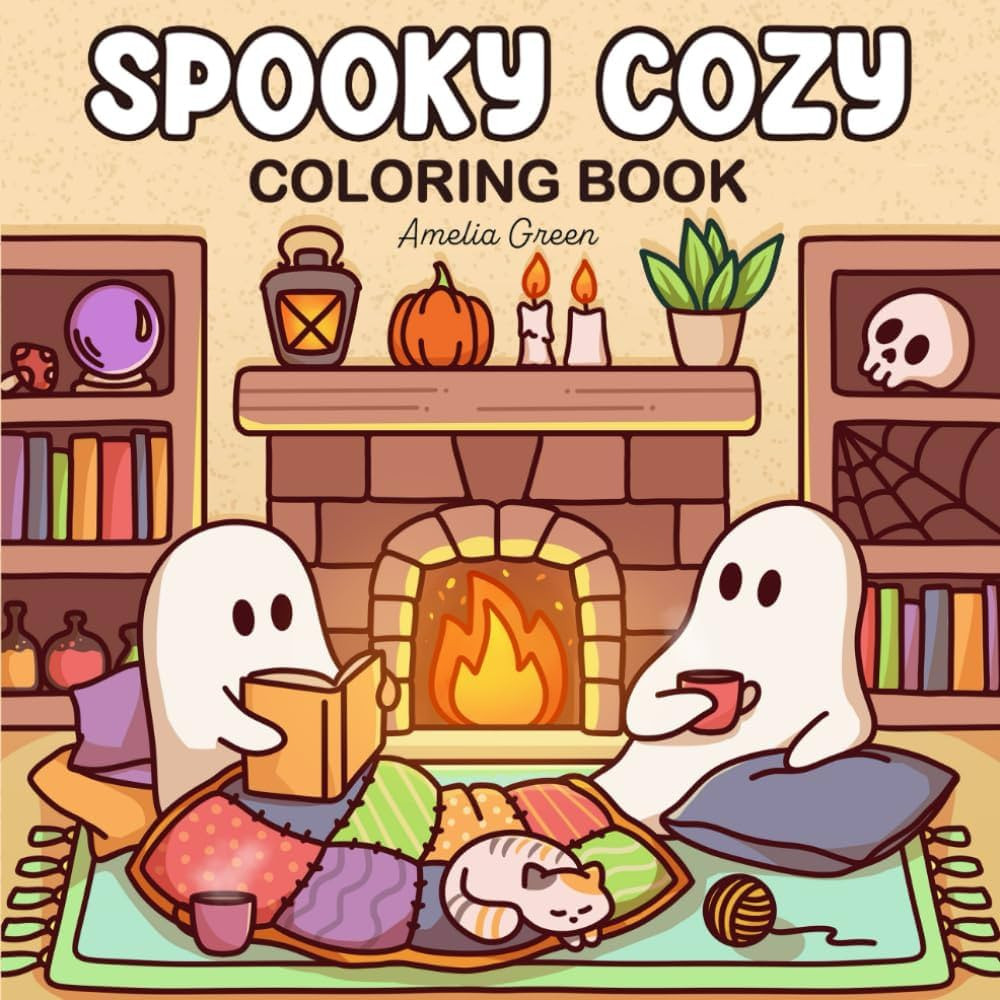 Spooky Cozy: Cute & Simple Coloring Book for Adults and Teens Featuring Adorable Characters, Cree... | Amazon (US)