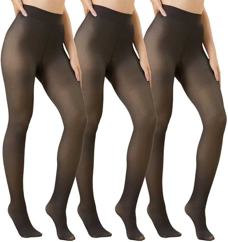 Vertvie 3 Pairs Fleece Lined Tights for Women Thermal Pantyhose Fake Translucent Winter Warm Tigh... | Amazon (US)