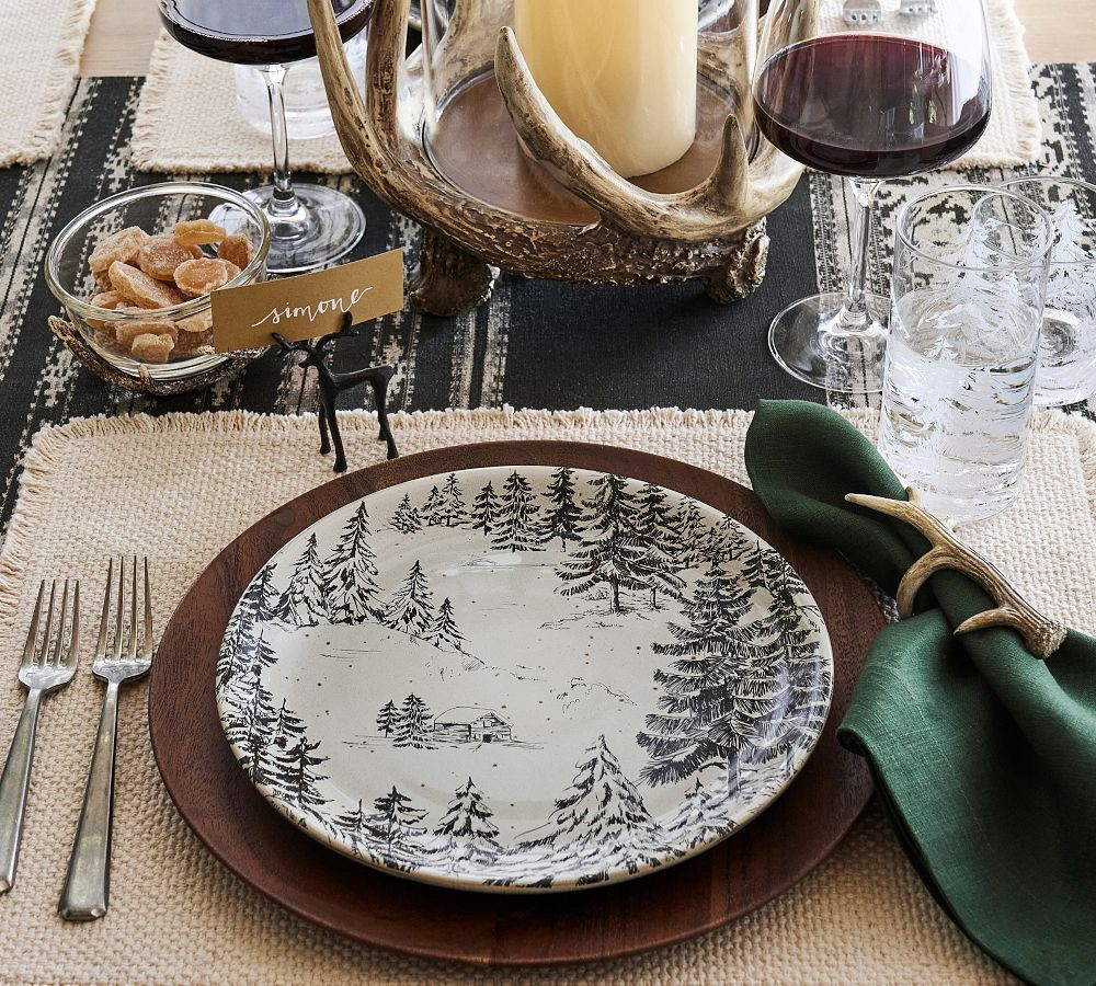 Rustic Forest Stoneware Dinner Plates - Set of 4 | Pottery Barn (US)