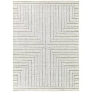 Hampton Bay Avondale Cream 9 ft. x 12 ft. Striped Indoor/Outdoor Area Rug 3125976 - The Home Depo... | The Home Depot