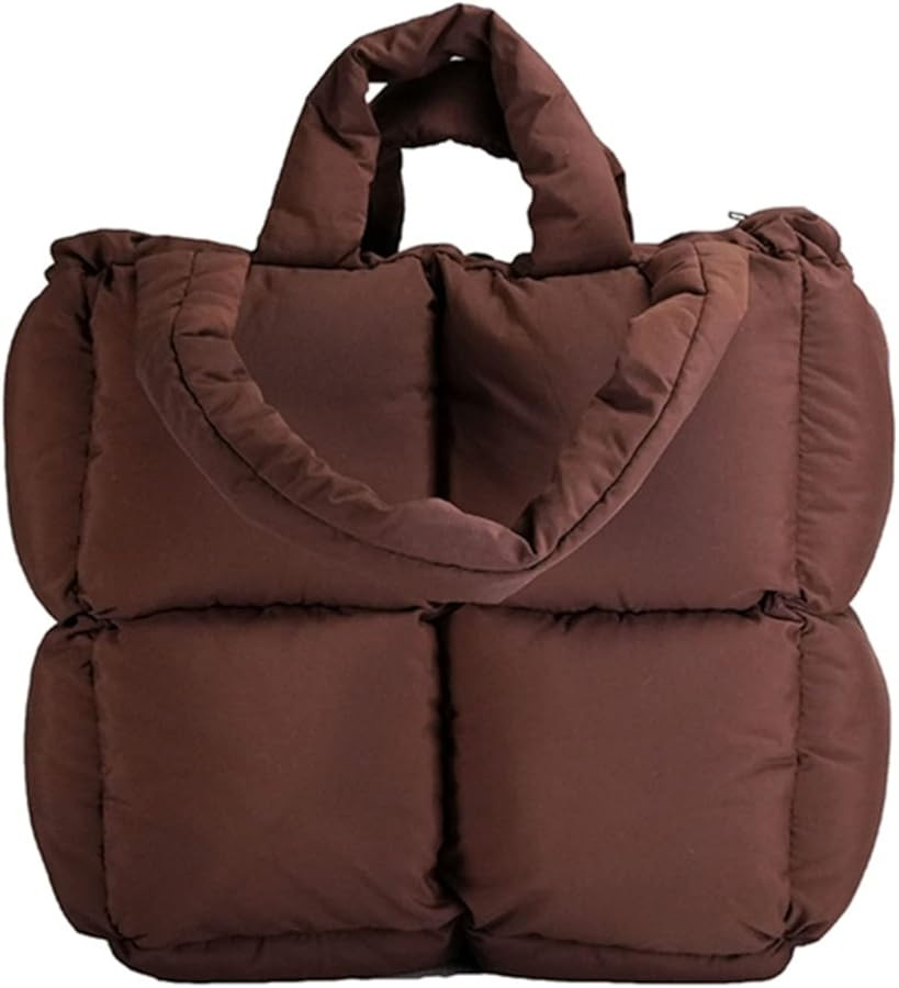 Women Padded Shoulder Bag Luxury Check Tote Bag Soft Pillow Handbag Quilted Puffy High Capacity U... | Amazon (US)