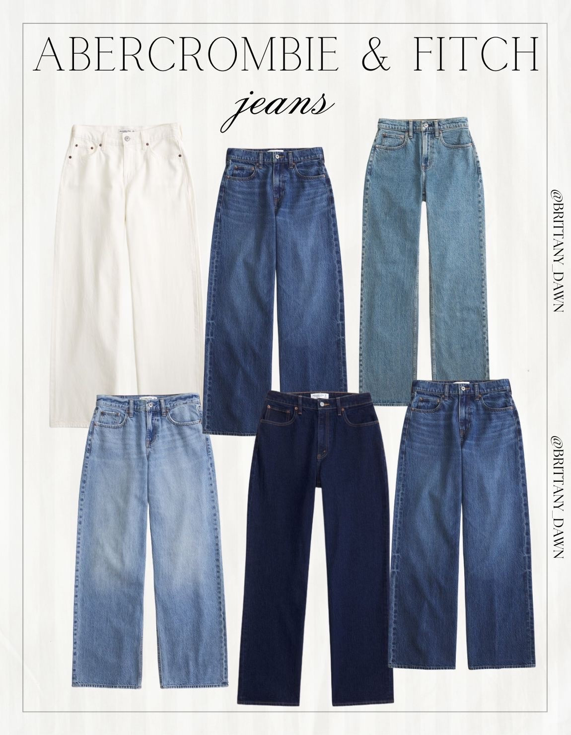 Finding the perfect pair of jeans just got easier with these must-have fits from Abercrombie & Fitch!

From classic wide-leg styles to everyday straight cuts and crisp white denim, there is a flattering silhouette here for every single wardrobe.

I love the timeless washes that hold their shape all day long. They pair effortlessly with all your favorite summer tops. ✨

#LTKstyletip #AbercrombieStyle #DenimLovers #EverydayStyle #JeansRoundup #CapsuleWardrobe #CasualOutfits #StreetStyle #DenimInspo #ClassicStyle #FashionFavorites #BrittanyDawn

#LTKootd