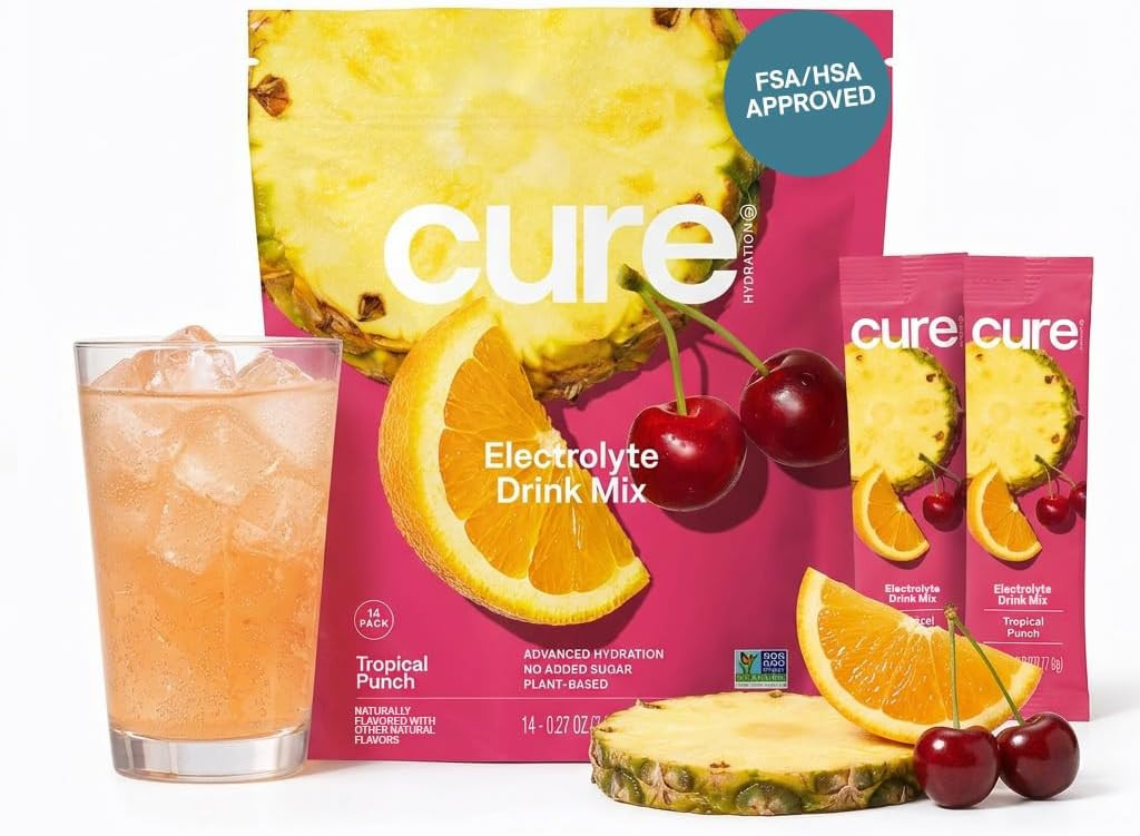 Cure Hydration | Plant-Based Electrolyte Drink Mix | No Added Sugar | FSA-HSA | Dehydration Relie... | Amazon (US)