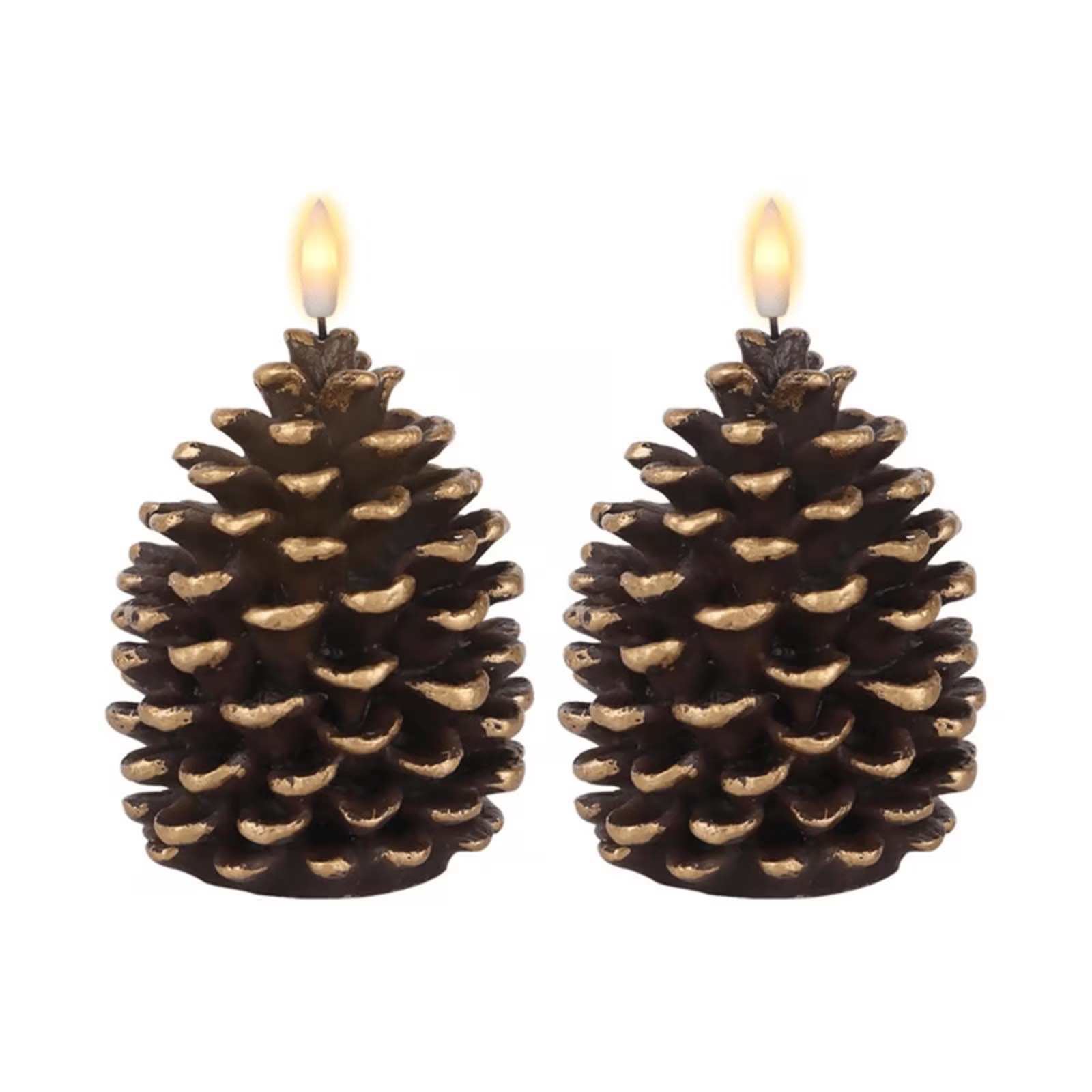 Christmas Pine Cone Flameless Candles Decorations 2pcs Battery Operated Flickering Wick Real Wax Pine Cone Candles for Holiday Indoor Decoration, Dinner Table Christmas Party Supplies Home Decor - Walmart.com | Walmart (US)