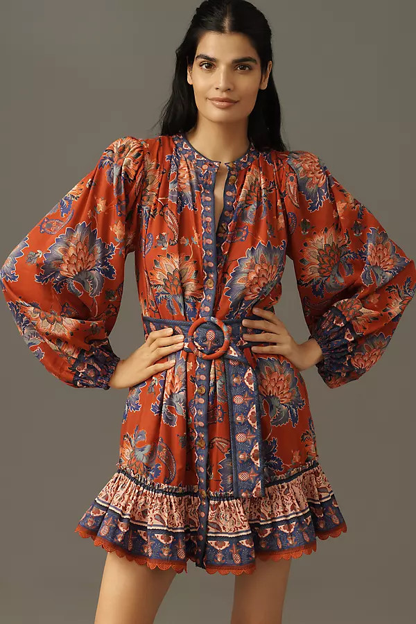 Farm Rio Luang Puff-Sleeve Mini Dress | Anthropologie (US)