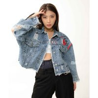 Distressed Denim Jacket Aesthetic Clothing Street Art | Etsy (US)