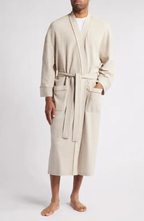 Majestic International Waffle Knit Robe in Camel at Nordstrom, Size X-Large | Nordstrom