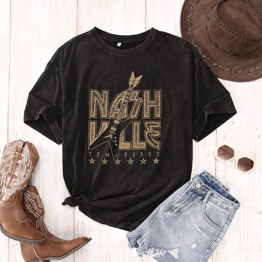 Womens Country Music Shirts Nashville Concert Outfit Bass Graphic Tees Rocker Tops Short Sleeve T... | Amazon (US)