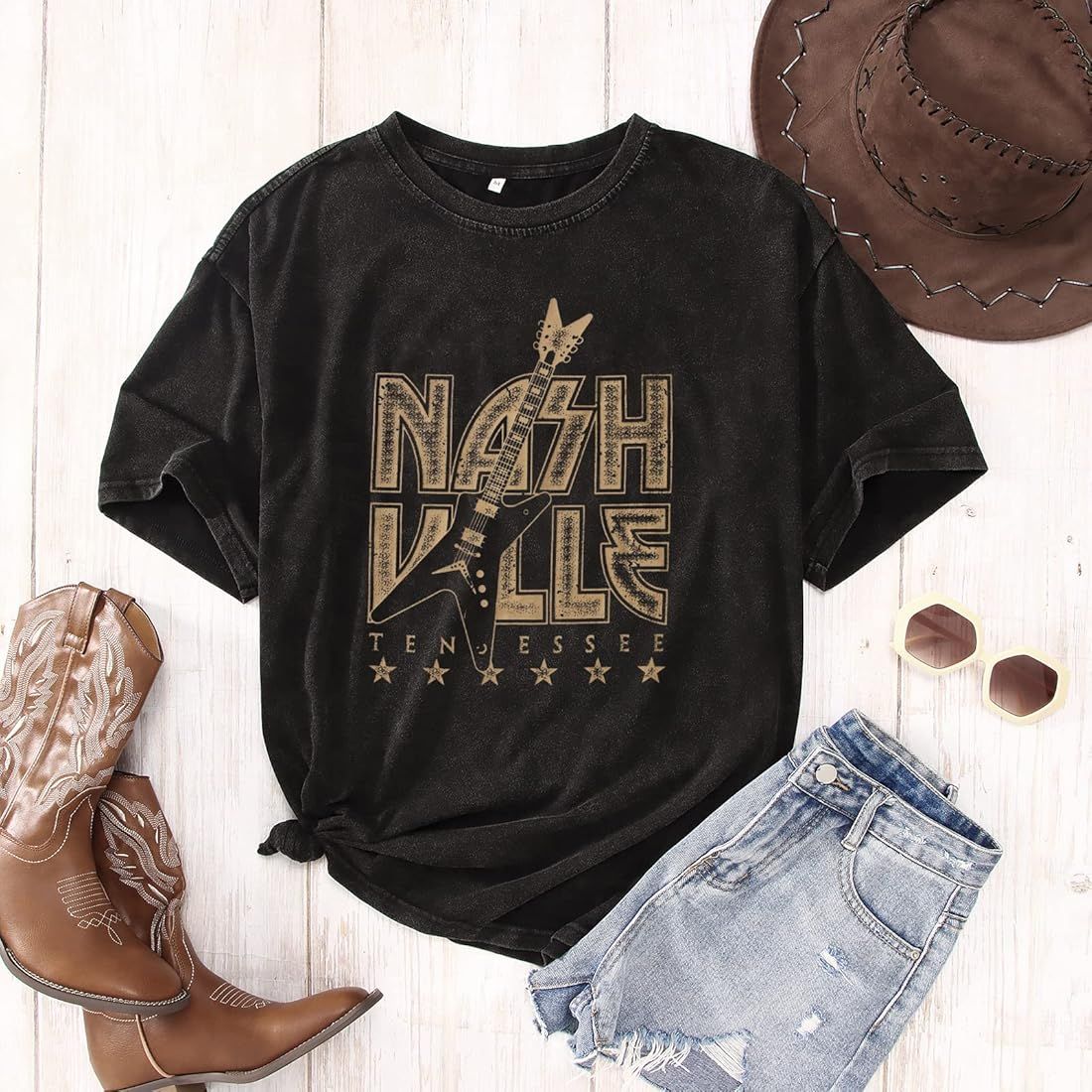 Womens Country Music Shirts Nashville Concert Outfit Bass Graphic Tees Rocker Tops Short Sleeve T... | Amazon (US)