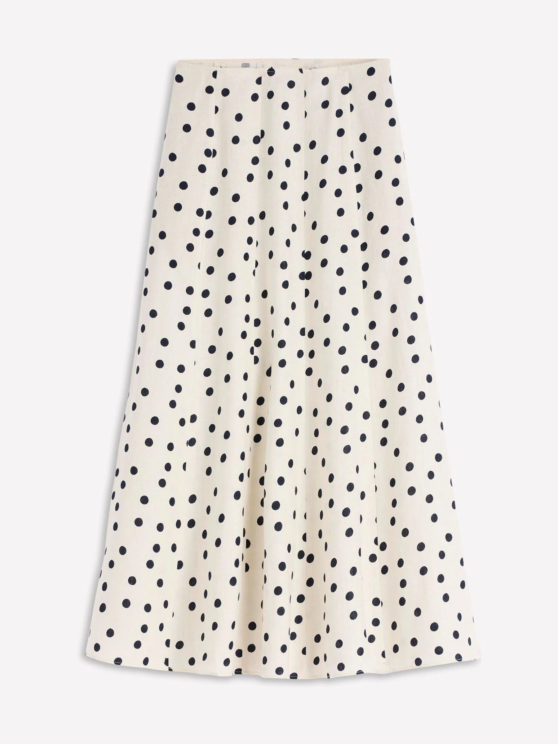 Boden Boden Ivory/Black Miriam Painted Dot Panelled Pure Linen Skirt | Next US