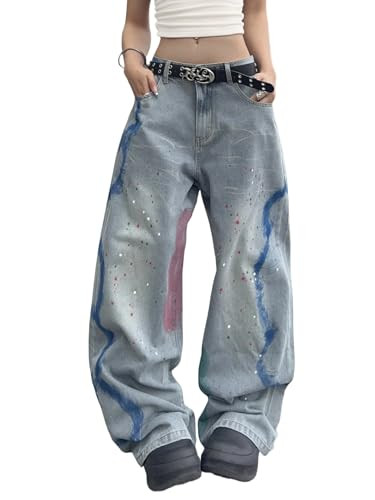 OYICAI Womens Baggy Jeans Wide Leg Denim Pants Y2k 90s Vintage Hip Hop Loose Long Trousers Street... | Amazon (US)