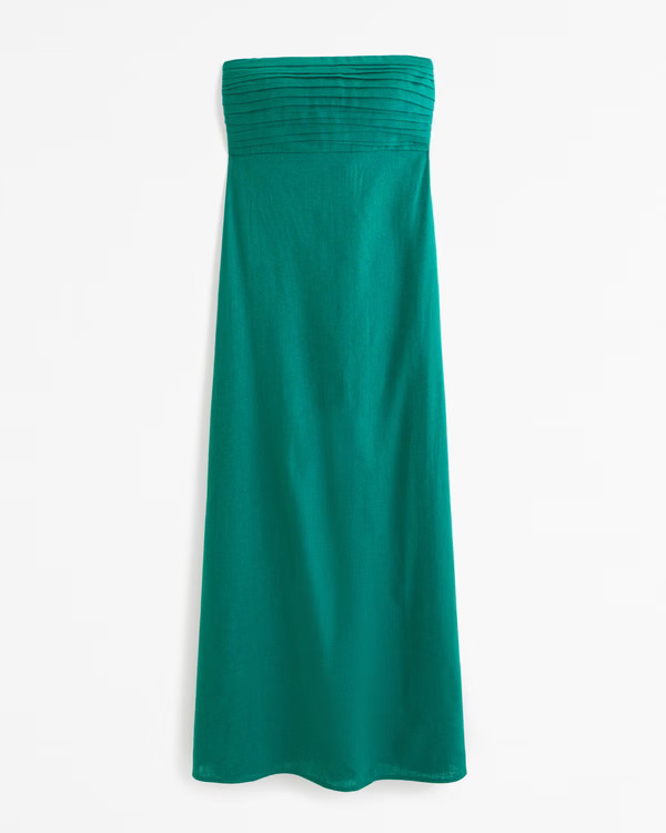 Emerson Strapless Linen-Blend Maxi Dress | Abercrombie & Fitch (US)