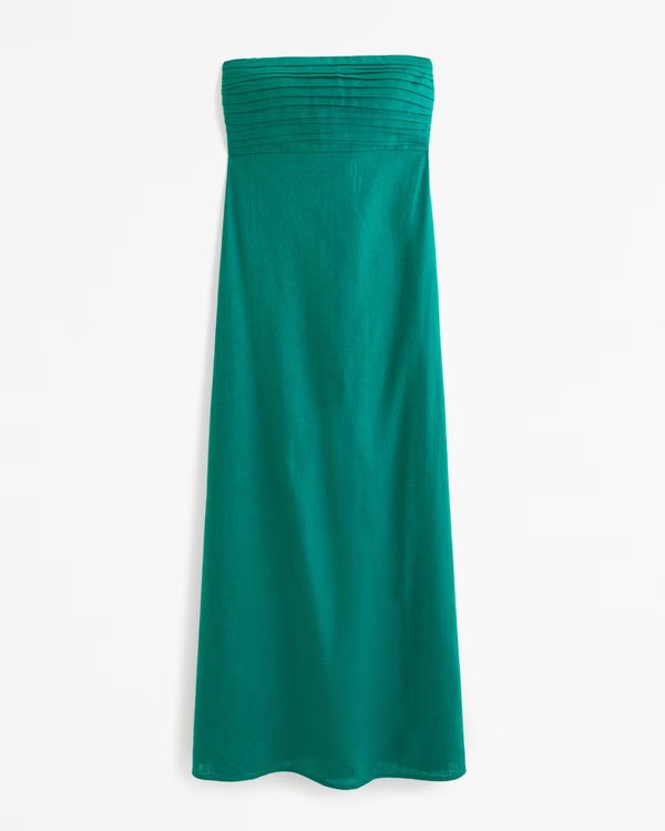 The A&F Emerson Strapless Linen-Blend Maxi Dress | Abercrombie & Fitch (US)