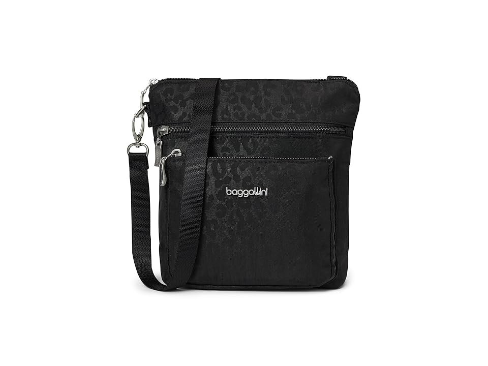 Baggallini Modern Pocket Crossbody Cross Body Women's Handbags Black Cheetah Emboss, Polyester/Nylon | Zappos