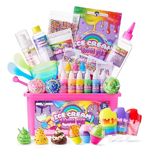 Original Stationery Ice Cream Slime Kit Rainbow Popsicle Edition – All-in-One DIY Slime Making Kit with Glue, Activator, Sprinkles, Bowls & Mixers, for Kids & Girls Creative Play | Amazon (US)