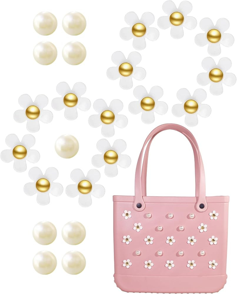 Mon Carame Rubber Beach Bag Accessories Charms,Rubber Beach Totes Accessories Inserts,Daisy Flowe... | Amazon (US)